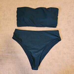 SHEIN Blue Bikini Set High-Waisted Bandeau